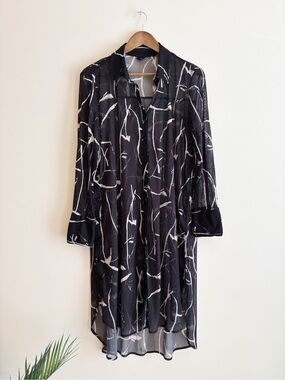 Lisa Bayne Black Crushed Mesh Eleanora Tunic Medium Art To Wear